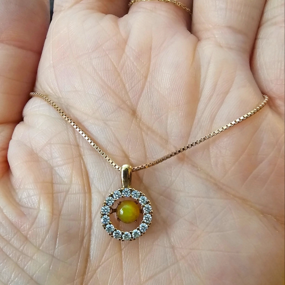 Dancing Opal CZ and Rose Gold Necklace